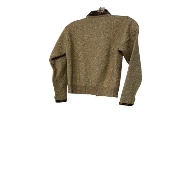 VINTAGE GOLD SHIMMER BEADED MOHAIR CARDIGAN SZ XS/S